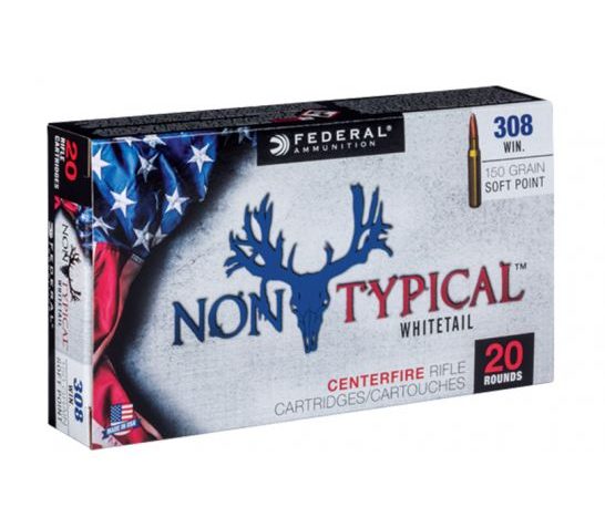 Federal 308 Win 150gr Soft Point Non-Typical Whitetail Rifle Ammunition, 20 Rounds – 308DT150