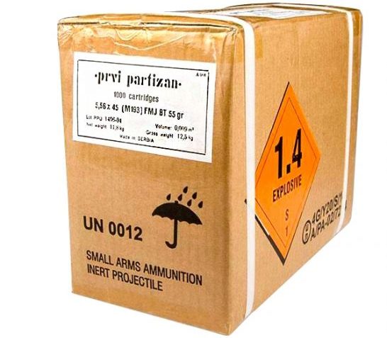 Prvi Partizan 5.56x45mm M193 FMJBT 55gr 1000 Rounds Cardboard Bulk Box – PPN5561B