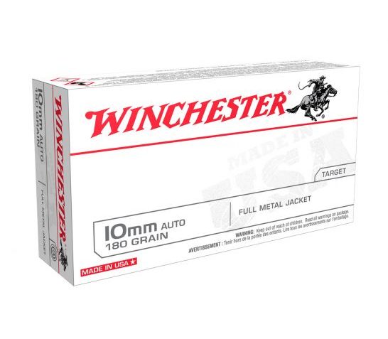 Winchester USA White Box 10mm 180 gr FMJ 20 Rounds Ammunition – USA10MM