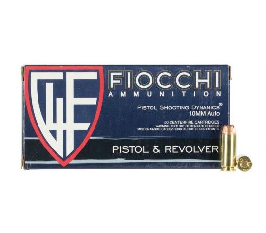 Fiocchi Pistol Shooting Dynamics 10mm Auto 180 gr JHP 50 Rounds Ammunition – 10APHP