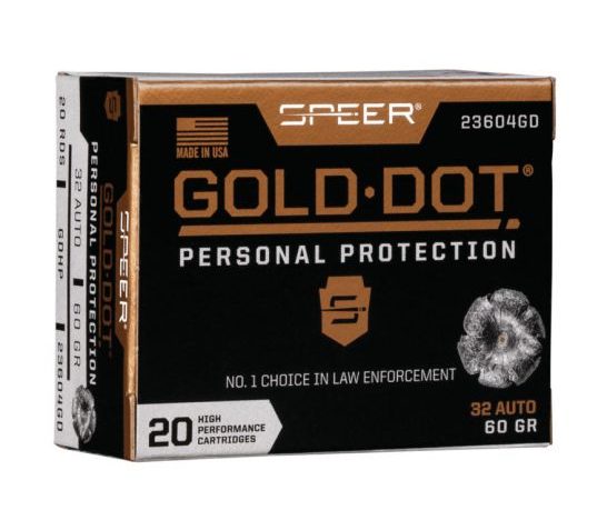 Speer Gold Dot Personal Protection .32 Auto 60 gr 20 Rounds Ammunition – 23604GD