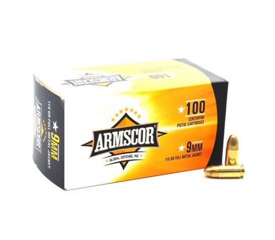 Armscor 9mm 115gr FMJ Ammunition 100 Rounds – 50444