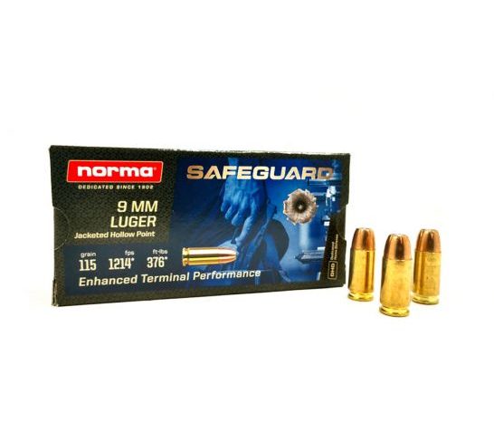 Norma Safeguard 115 gr JHP 9mm Ammunition 50 Rounds – 610540050