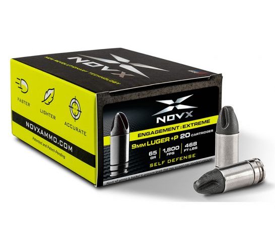 NOVX Engagement Extreme 65 gr 9mm Luger +P  Ammo, 20rds – 9EEPSS-20