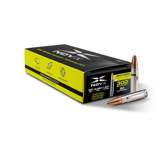 NOVX Copper Pentagon 125gr .300 BLK Ammo, 20rds – 300BLK125CP-20