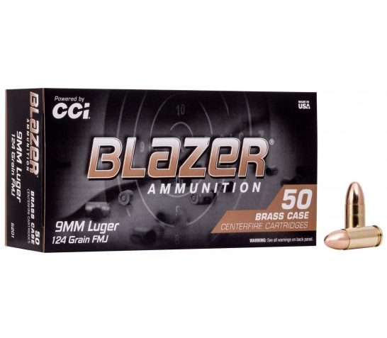 CCI Blazer Brass 9mm 124gr FMJ Ammunition 50rds – 5201