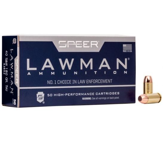 Speer Lawman Training 180 gr Total Metal Jacket .40 S&W Ammo, 50/box – 53652