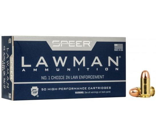 Speer Lawman Clean-Fire Training 230 gr Total Metal Jacket .45 Auto Ammo, 50/box – 53885