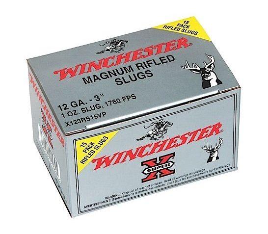 Winchester 12ga 3" 1oz Rifled Slug Shotshell Ammunition 15rds – X123RS15VP