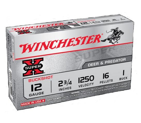 Winchester 12ga 2.75" 1 Buck Super-X Ammunition, 5 Round Box – XB121