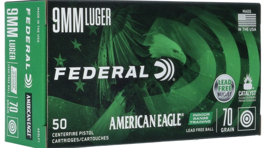 Federal American Eagle 9mm Luger 70gr Lead Free FMJ Handgun Ammo – 50 Rounds