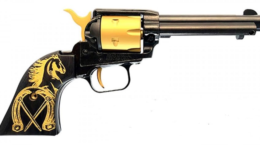 Heritage Rough Rider 22LR 4.75in Blue/Gold Horseshoe Revolver – 6 Rounds