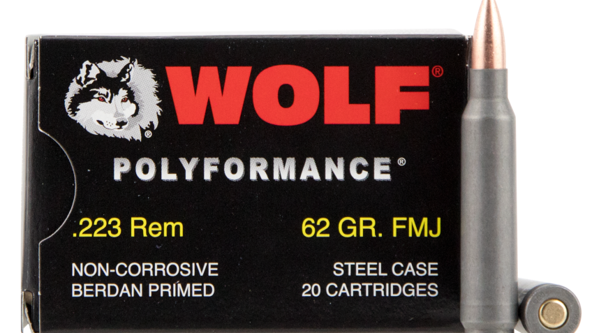 Wolf .223 Rem, 62gr, Full Metal Jacket, Steel Case, 20rd Box