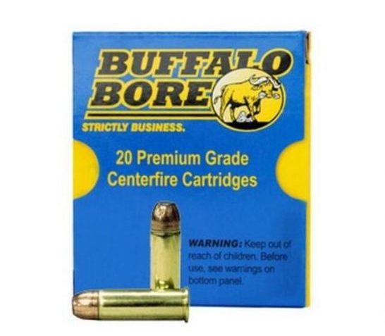 Buffalo Bore Heavy 44 Rem Mag 300 grain Jacketed Flat Nose Pistol and Handgun Ammo, 20/Box – 4B/20