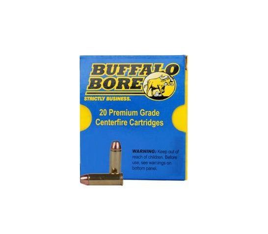 Buffalo Bore Heavy 44 Rem Mag 270 grain Jacketed Flat Nose Pistol and Handgun Ammo, 20/Box – 4C/20