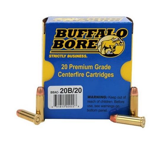 Buffalo Bore Heavy 38 Special +P 125 grain Jacketed Hollow Point Pistol and Handgun Ammo, 20/Box – 20B/20