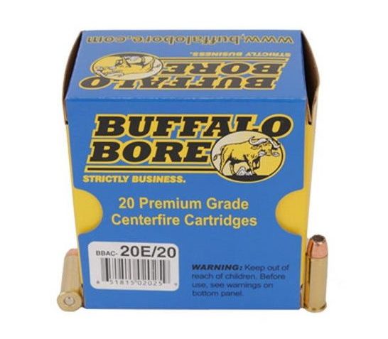 Buffalo Bore Standard Pressure Heavy 38 Special 125 grain Jacketed Hollow Point Low Flash Short Barrel Pistol and Handgun Ammo, 20/Box – 20E/20