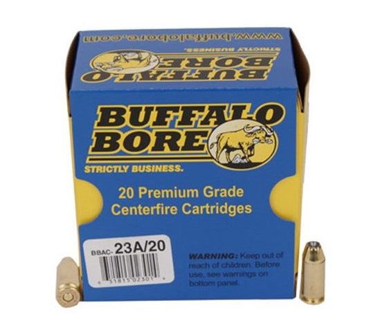 Buffalo Bore Heavy 40 S&W +P 155 grain Jacketed Hollow Point Pistol and Handgun Ammo, 20/Box – 23A/20