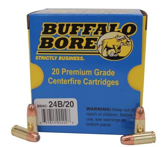 Buffalo Bore 9mm Luger +P+ 124 grain Jacketed Hollow Point Pistol and Handgun Ammo, 20/Box – 24B/20