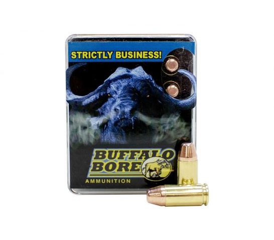 Buffalo Bore Penetrator 9mm Luger +P+ 124 grain Full Metal Jacket Flat Nose Handgun Ammo, 20/Box – 24F/20