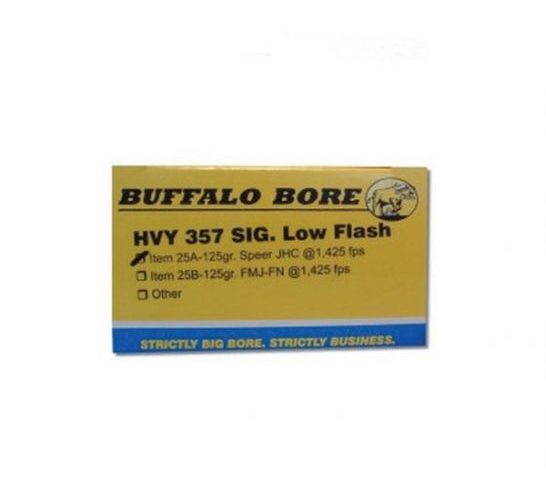 Buffalo Bore Heavy 357 SIG 125 grain Jacketed Hollow Point Low Flash Pistol and Handgun Ammo, 20/Box – 25A/20