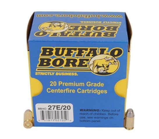 Buffalo Bore Standard Pressure 380 ACP 100 grain Hard Cast Flat Nose Pistol and Handgun Ammo, 20/Box – 27E/20