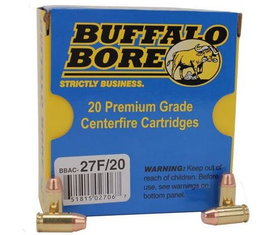 Buffalo Bore Standard Pressure 380 ACP 95 grain Full Metal Jacket Flat Nose Pistol and Handgun Ammo, 20/Box – 27F/20