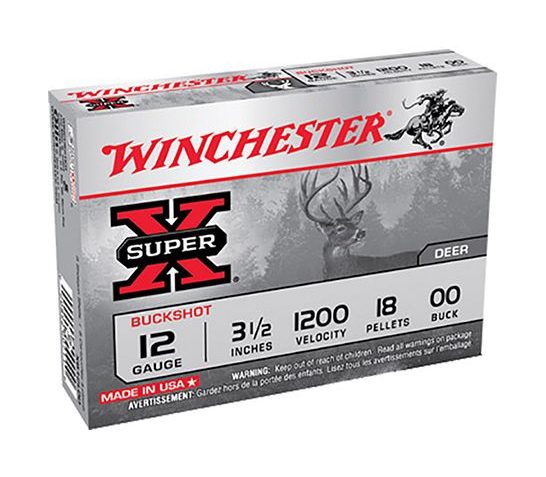 Winchester 12ga 3.5" 18 Pellet 00 Buck Shotshell Ammunition 5rds – XB12L00