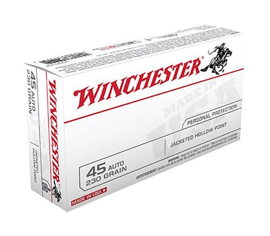 Winchester USA 45 Auto/ACP 230 JHP Ammunition 50rds – USA45JHP