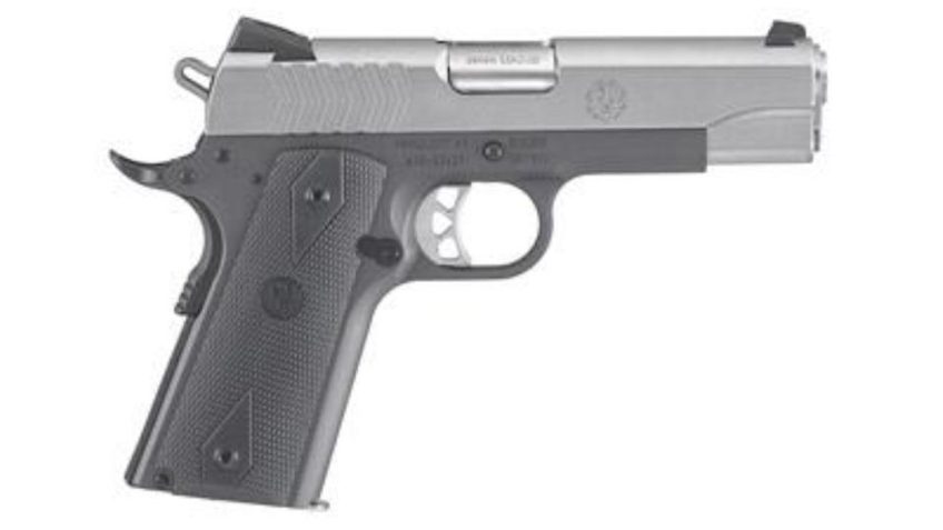 Ruger SR1911 Commander Pistol, 9mm, 4.25", Rubber Grip, 9rd, Two Tone