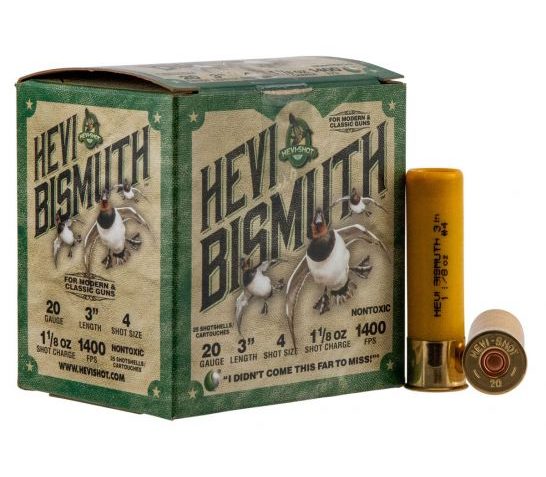 Hevi-Shot Hevi-Bismuth Waterfowl 3" 20 Gauge Ammo 4, 25/box – 17004