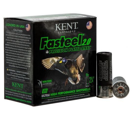 Kent Cartridge Fasteel 2.0 Precision Plated Steel 2.75" 12 Gauge Ammo 3, 25 Rounds – K122FS303