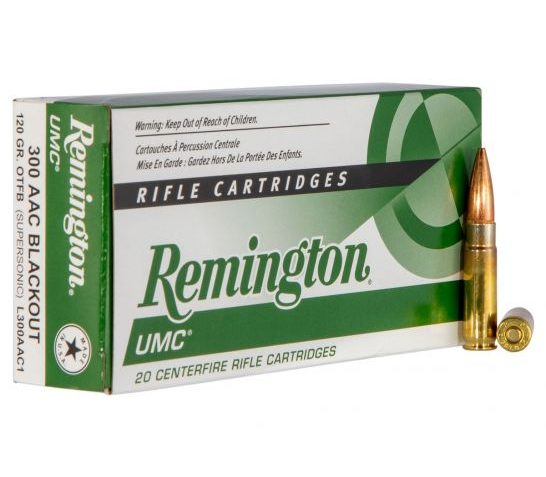 Remington UMC 120 gr Open Tip Flat Base .300 Blackout Ammo, 20/box – L300AAC1