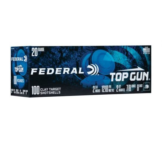 Federal Top Gun 2 3/4" 20 Gauge Ammo #8, 100/Box – TG201008