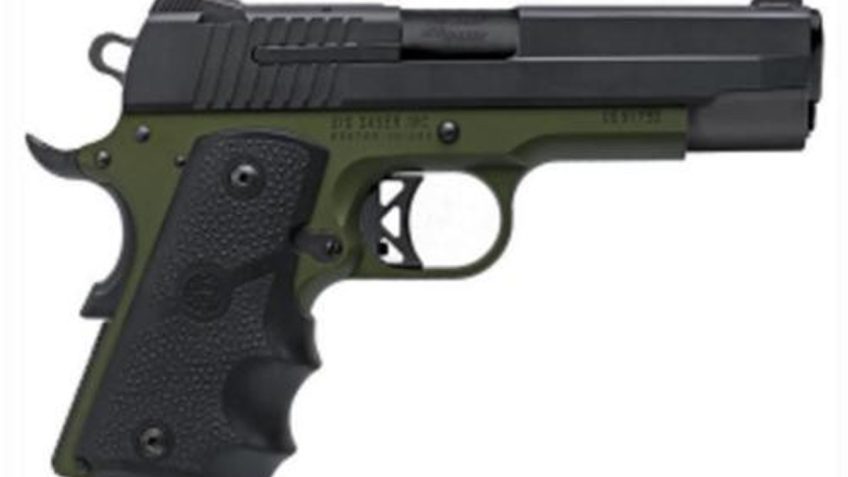 *D*Sig 1911 Army Compact C3 45 ACP, 4.2" Barrel, Army Green/Black TALO Exclusive, 7rd MAg