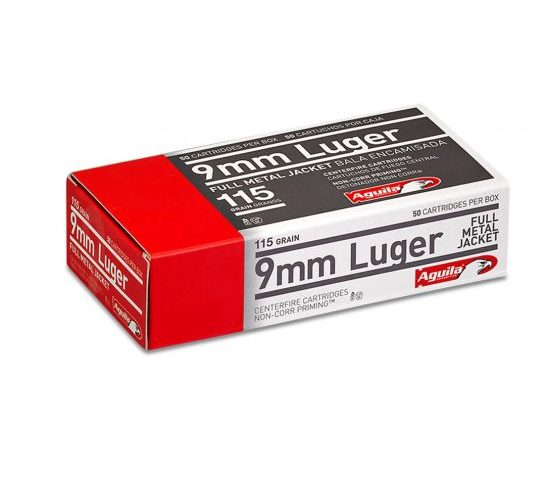 Aguila 9mm Luger 115gr FMJ 50 Rounds Ammunition – 1E097704