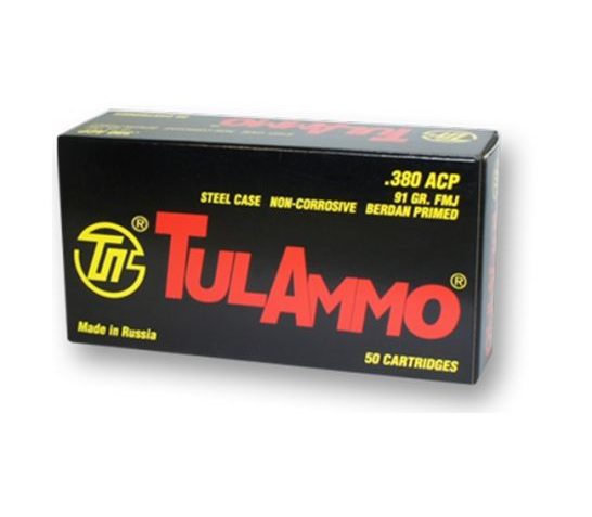 Tula .380 Auto/ACP 91gr Steel Cased Pistol Ammunition, 50 Rounds – TA380910