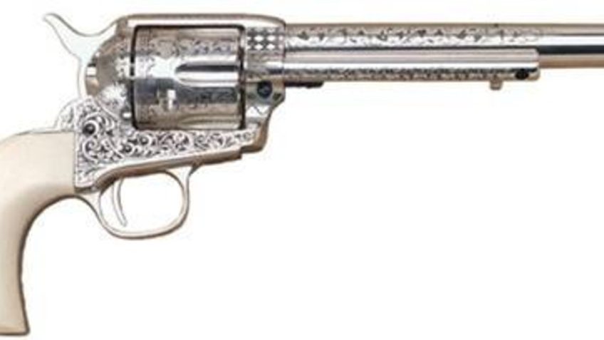 Cimarron Teddy Roosevelt 45 Colt,7." Barrel, Engraved, Ivory Grips, 6rd