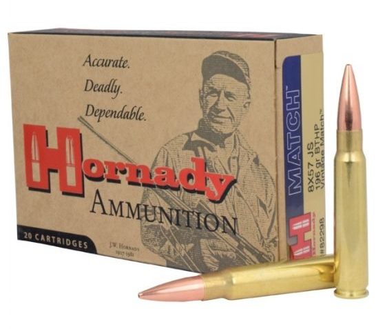 Hornady 8×57 JS / 8mm Mauser 196gr BTHP Vintage Match Centerfire Ammunition, 20 Rounds – 82298