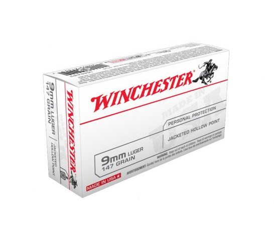 Winchester USA 9mm 147gr JHP Ammunition, 50 Round Box – USA9JHP2