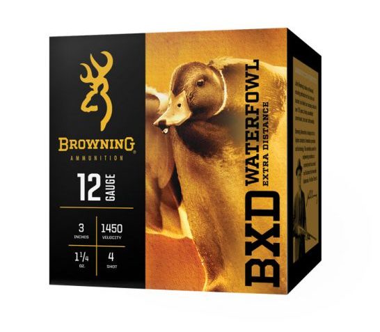 Browning BXD Waterfowl 3" #4 1.25 oz Steel Shotshell 12 Gauge Ammunition, 25 Rounds – B193411234