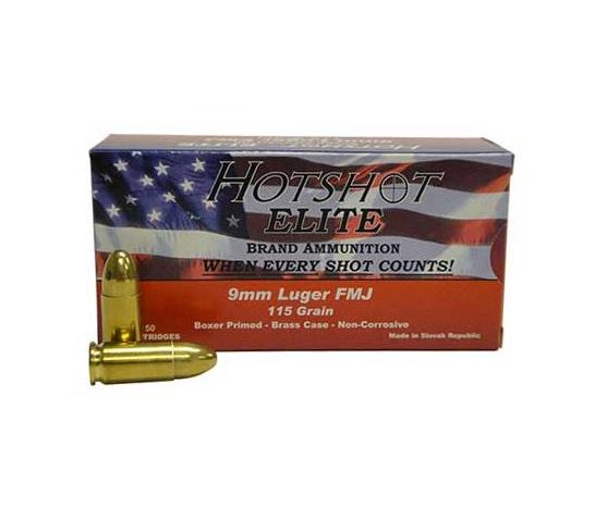 Century 9mm 115gr FMJ HotShot Ammunition 50rds – AM1904