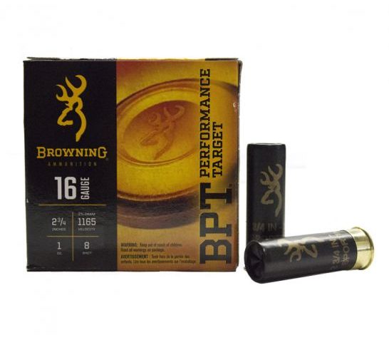 Browning 16GA 2-3/4" 1 oz. #8 BPT Target Shotshell Ammunition, 25 Round Box – B193611628