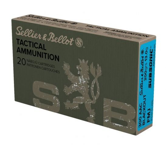 Sellier & Bellot 300 AAC Blackout 200gr FMJ Sub-Sonic Ammunition 20rds – SB300BLKSUBA