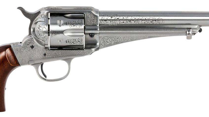 Taylors and Co 1875 Army Outlaw Stainless .45 Colt 7.5" Barrel 6-Rounds White Engraved