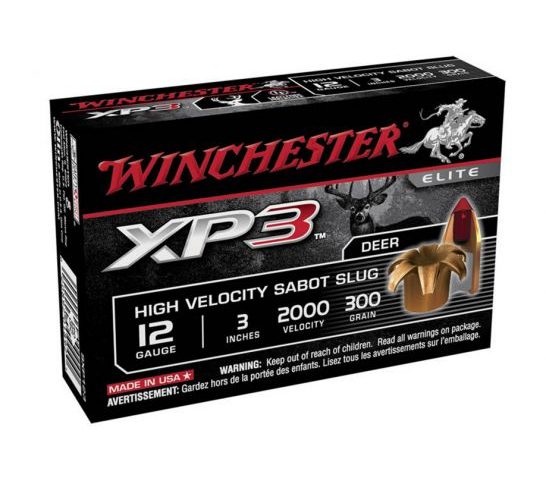 Winchester 12ga 3" 300gr XP3 Sabot Slug Shotgun Ammunition, 5 Round Box – SXP123