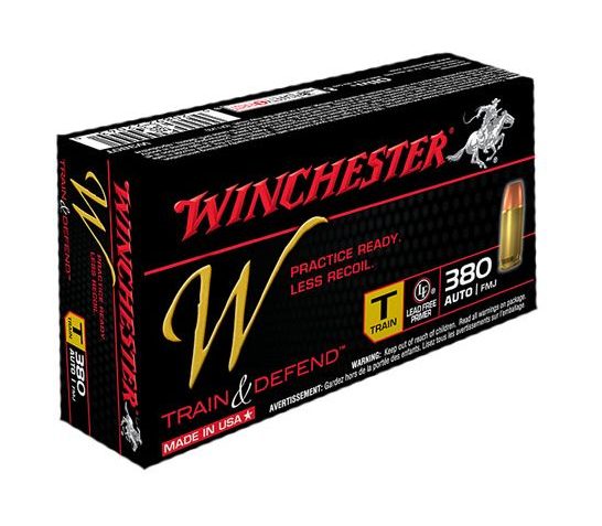 Winchester 380 Auto/ACP 95gr FMJ Train & Defend Ammunition, 50 Round Box – W380T