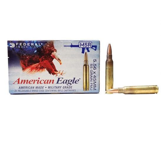 Federal 5.56mm NATO 55gr FMJ-BT Ammunition, 20 Round Box – XM193