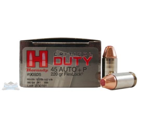 Hornady 45 Auto/ACP+P 220gr Critical Duty Ammunition 20rds – 90926