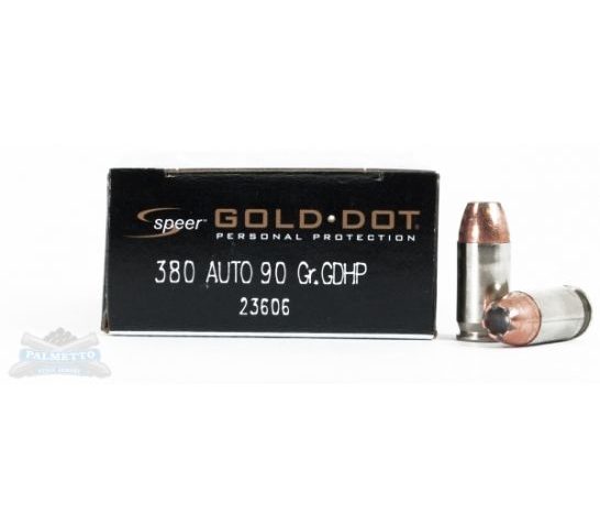 Speer 380 Auto/ACP 90gr Gold Dot Ammunition 20rds – 23606